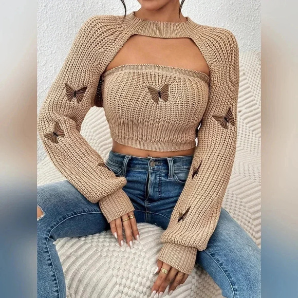 Solid Color Pullover Crop Top Sweater, Casual Daily Wear - Picture 5 of 6